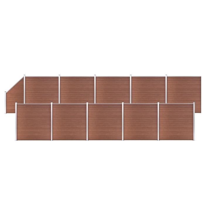 Ensemble de clôture WPC 10 Carré + 1 Incliné 1830x186 cm Marron | Mobilier & Déco