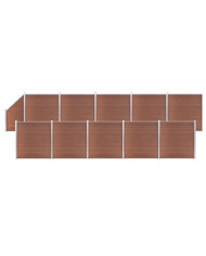 Ensemble de clôture WPC 10 Carré + 1 Incliné 1830x186 cm Marron | Mobilier & Déco