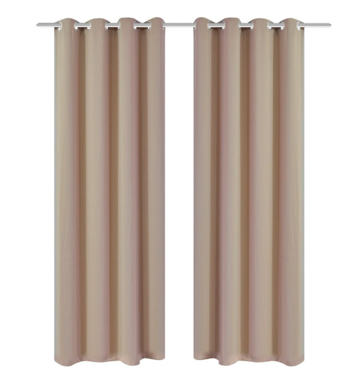 2 pcs Rideau Blackout Occultant Crème avec Œillets en métal 135x245cm | Mobilier & Déco