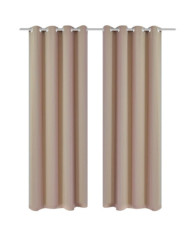 2 pcs Rideau Blackout Occultant Crème avec Œillets en métal 135x245cm | Mobilier & Déco