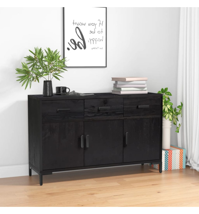 Buffet Noir 110x35x70 cm Bois de pin massif | Mobilier & Déco