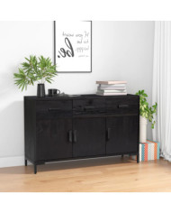 Buffet Noir 110x35x70 cm Bois de pin massif | Mobilier & Déco