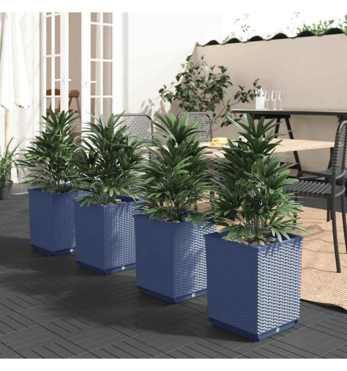 Jardinières 4 pcs bleu gris 30x30x37 cm polypropylène | Mobilier & Déco