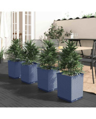 Jardinières 4 pcs bleu gris 30x30x37 cm polypropylène | Mobilier & Déco