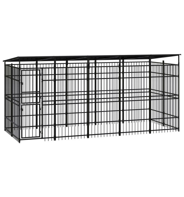 Chenil d'extérieur avec toit pour chiens Acier 9,22 m² | Mobilier & Déco