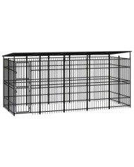 Chenil d'extérieur avec toit pour chiens Acier 9,22 m² | Mobilier & Déco