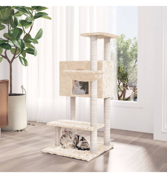 Arbre à chat avec griffoirs en sisal Crème 108,5 cm | Mobilier & Déco