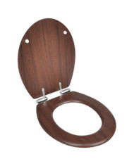 Siège de toilette MDF Couvercle à fermeture en douceur Marron | Mobilier & Déco
