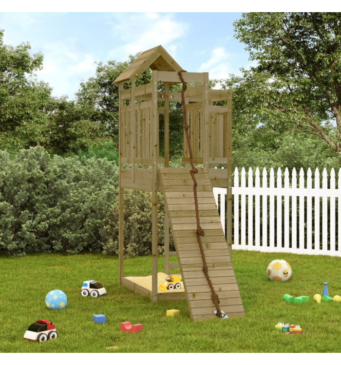 Maisonnette de jeu avec mur d'escalade bois de pin imprégné | Mobilier & Déco