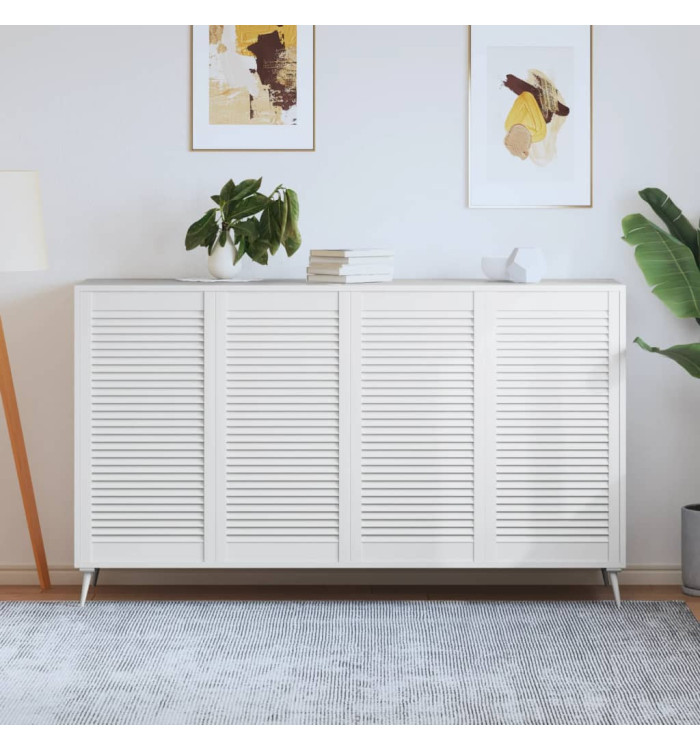 Portes d'armoire à persiennes 4pcs blanc 99,3x49,4cm pin massif | Mobilier & Déco