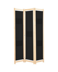 Cloison de séparation 3 panneaux Noir 120x170x4 cm Tissu | Mobilier & Déco