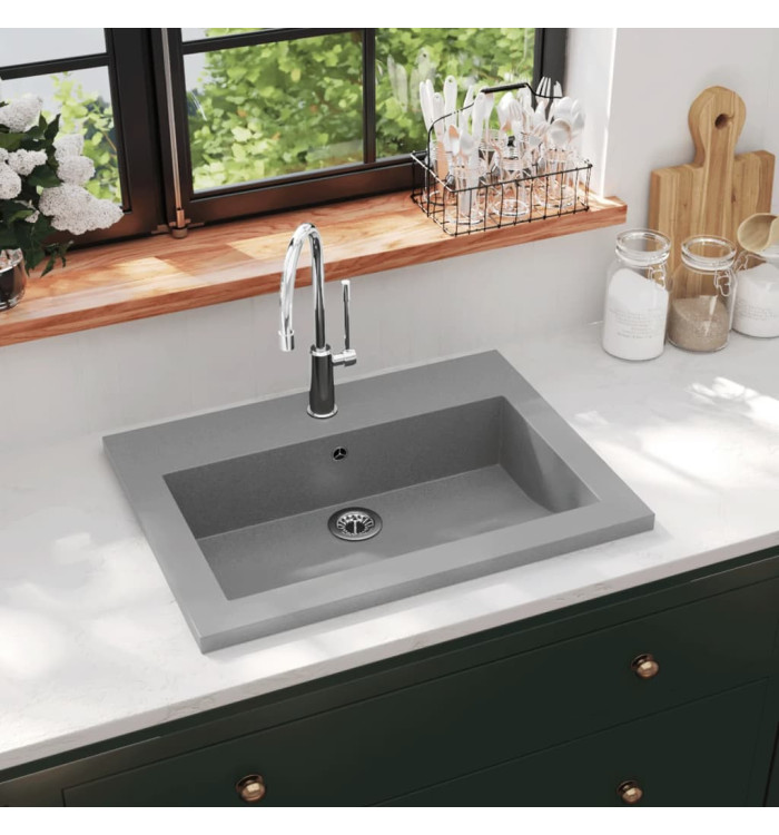 Lavabo en granit 600 x 450 x 120 mm Gris | Mobilier & Déco