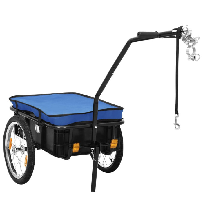 Remorque de vélo/chariot à main 155x60x83 cm acier bleu | Mobilier & Déco