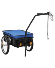 Remorque de vélo/chariot à main 155x60x83 cm acier bleu | Mobilier & Déco