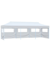Tente de réception escamotable pliable avec 5 parois 3x9m Blanc | Mobilier & Déco