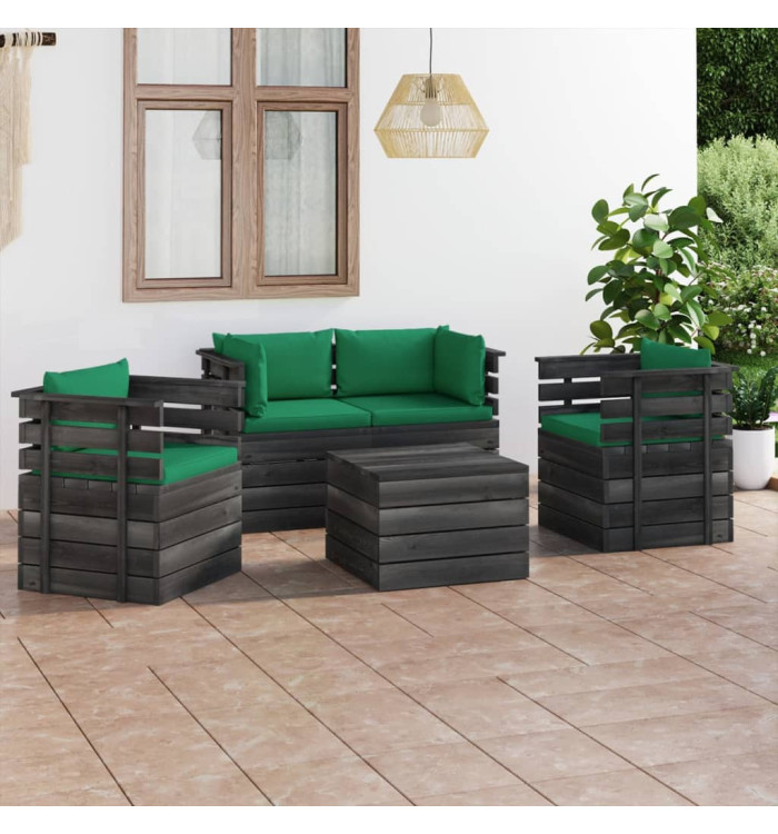 Salon palette de jardin 5 pcs avec coussins Bois de pin massif | Mobilier & Déco