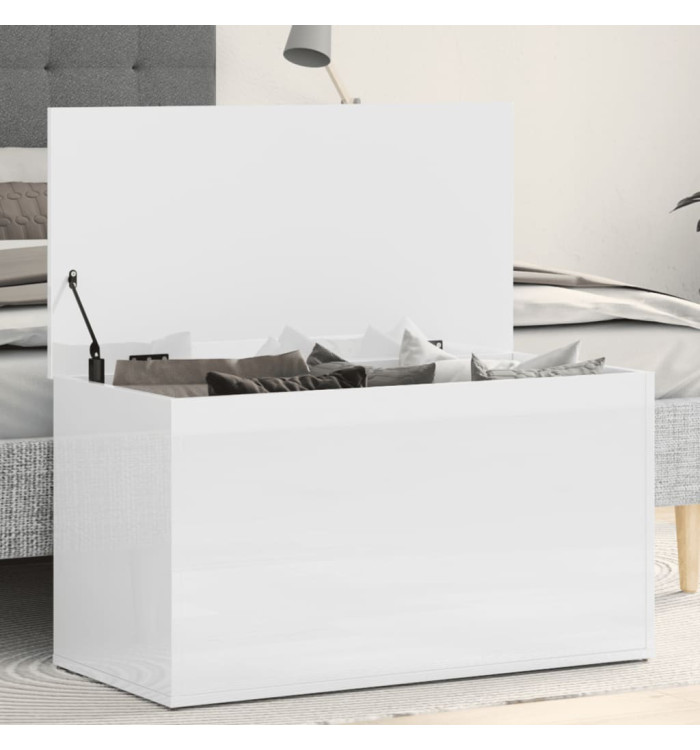 Coffre de rangement Blanc brillant 84x42x46cm Bois d'ingénierie | Mobilier & Déco