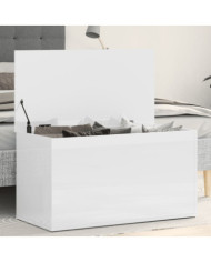 Coffre de rangement Blanc brillant 84x42x46cm Bois d'ingénierie | Mobilier & Déco