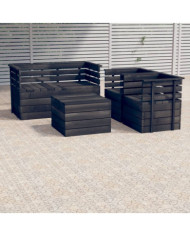 Salon palette de jardin 5 pcs Bois de pin massif Gris foncé | Mobilier & Déco