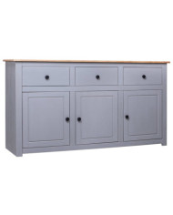 Buffet Gris 135x40x80 cm Pin solide Assortiment Panama | Mobilier & Déco