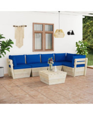 Salon de jardin palette 6 pcs avec coussins Épicéa imprégné | Mobilier & Déco