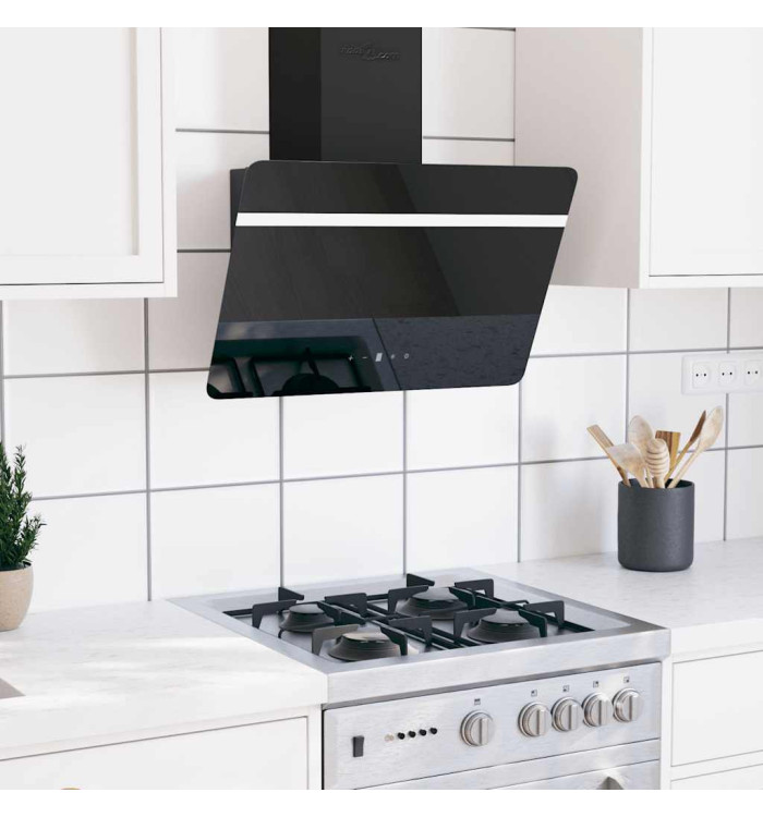 Hotte murale 60 cm Acier et verre trempé Noir | Mobilier & Déco