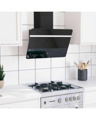 Hotte murale 60 cm Acier et verre trempé Noir | Mobilier & Déco