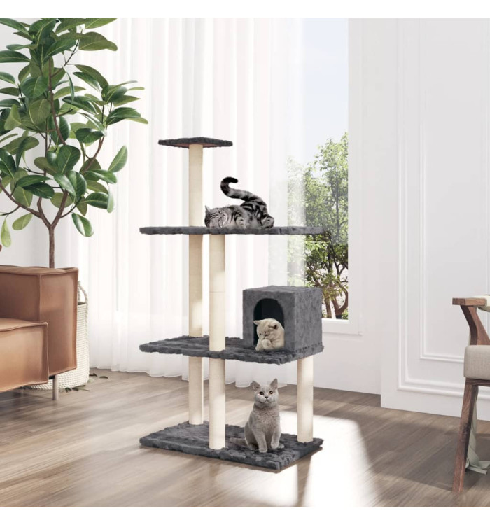 Arbre à chat avec griffoirs en sisal Gris foncé 119 cm | Mobilier & Déco