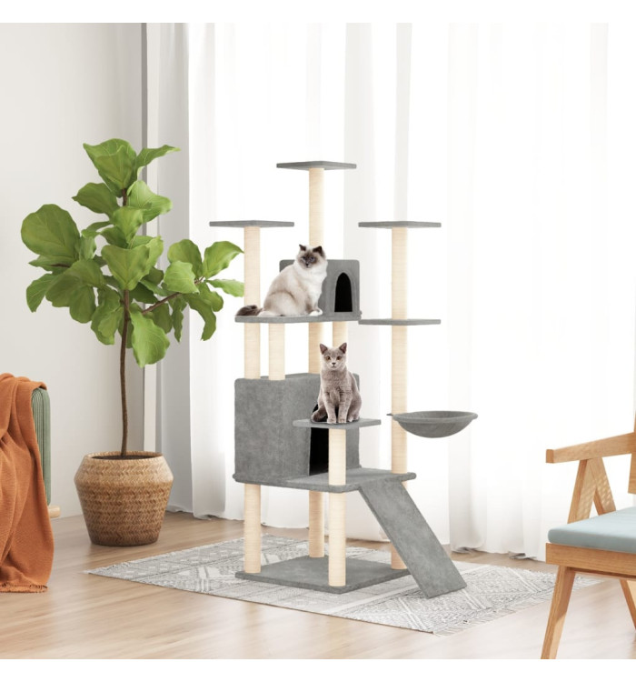 Arbre à chat avec griffoirs en sisal Gris clair 154 cm | Mobilier & Déco