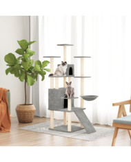Arbre à chat avec griffoirs en sisal Gris clair 154 cm | Mobilier & Déco