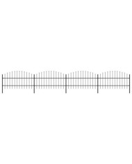 Clôture de jardin à dessus en lance Acier (0,75-1)x6,8 m Noir | Mobilier & Déco