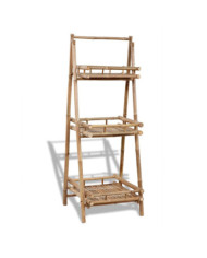 Étagère à plantes pliable 3 niveaux Bambou | Mobilier & Déco
