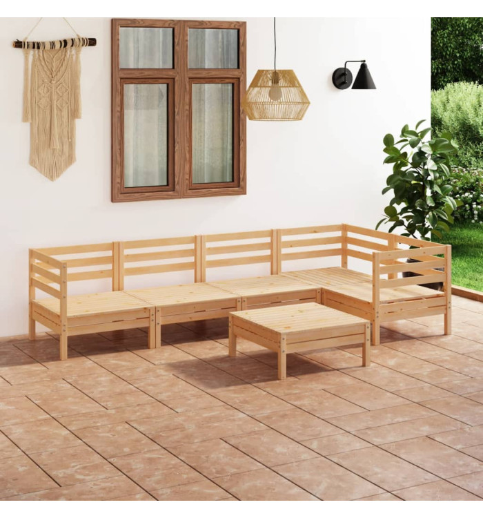 Salon de jardin 6 pcs Bois de pin massif | Mobilier & Déco