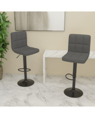 Tabourets de bar lot de 2 gris foncé tissu | Mobilier & Déco