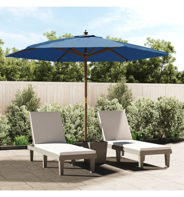 Parasol de jardin avec mât en bois bleu azuré 299x240 cm | Mobilier & Déco