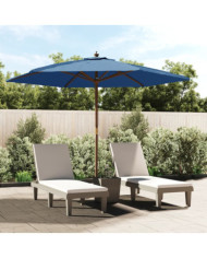Parasol de jardin avec mât en bois bleu azuré 299x240 cm | Mobilier & Déco