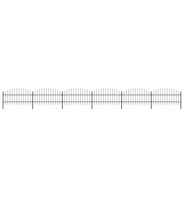 Clôture de jardin à dessus en lance Acier (0,75-1)x10,2 m Noir | Mobilier & Déco