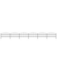 Clôture de jardin à dessus en lance Acier (0,75-1)x10,2 m Noir | Mobilier & Déco