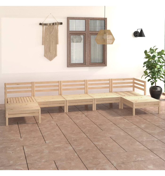 Salon de jardin 7 pcs Bois de pin massif | Mobilier & Déco