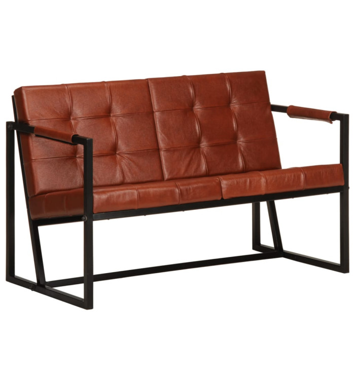 Canapé à 2 places Marron Cuir de chèvre véritable | Mobilier & Déco