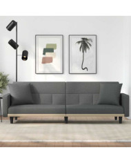 Canapé-lit avec coussins gris foncé tissu | Mobilier & Déco