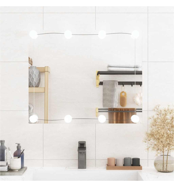 Miroir mural avec lumières LED 50x60 cm verre rectangulaire | Mobilier & Déco