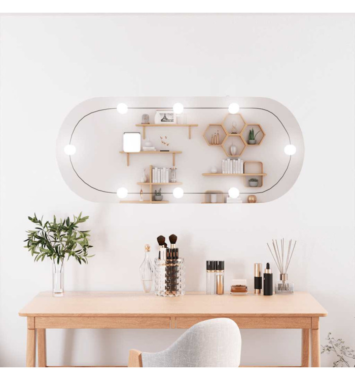 Miroir mural avec lumières LED 25x60 cm verre ovale | Mobilier & Déco