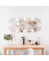 Miroir mural avec lumières LED 25x60 cm verre ovale | Mobilier & Déco