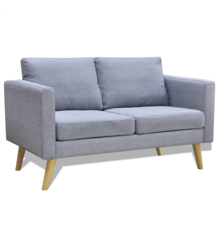 Canapé à 2 places tissu gris clair | Mobilier & Déco