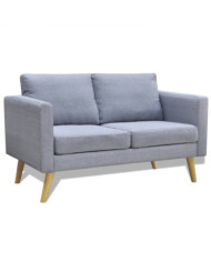 Canapé à 2 places tissu gris clair | Mobilier & Déco