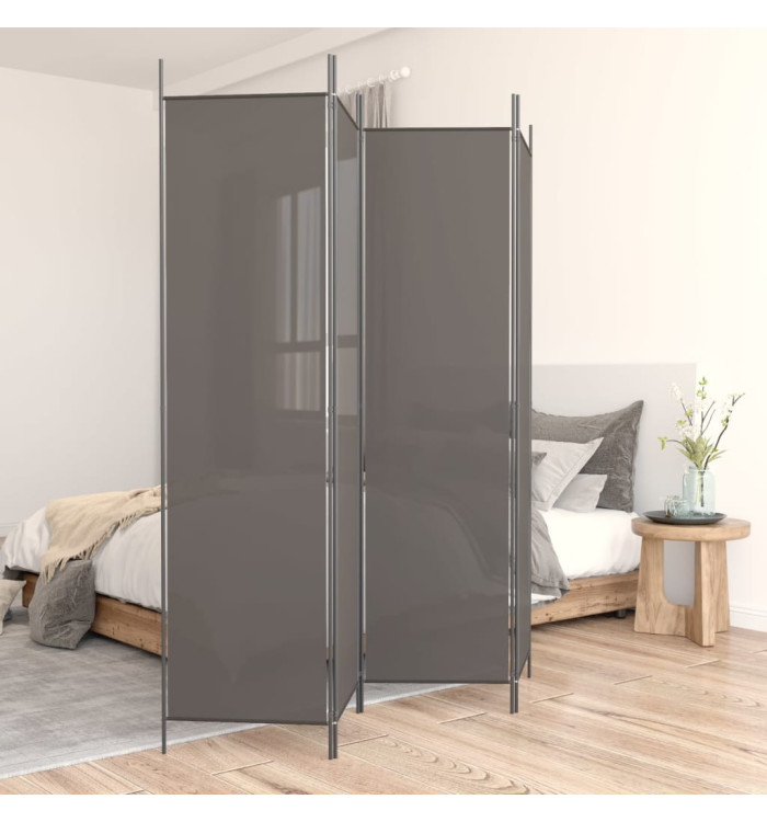 Cloison de séparation 4 panneaux Anthracite 698x180 cm Tissu | Mobilier & Déco