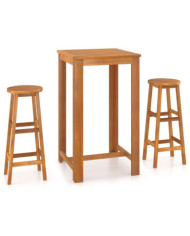 Ensemble de bar 3 pcs Bois d'acacia massif | Mobilier & Déco
