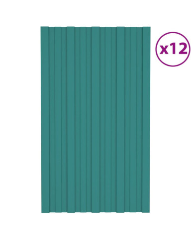 Panneaux de toiture 12 pcs Acier galvanisé Vert 80x45 cm | Mobilier & Déco