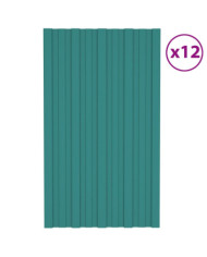 Panneaux de toiture 12 pcs Acier galvanisé Vert 80x45 cm | Mobilier & Déco